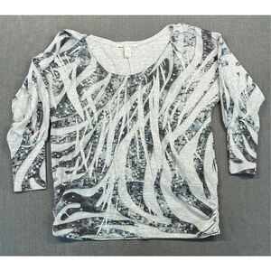 Y2K‎ Sequin Print Ruched Top American Rag Women 1X Gray Glam Club Streetwear